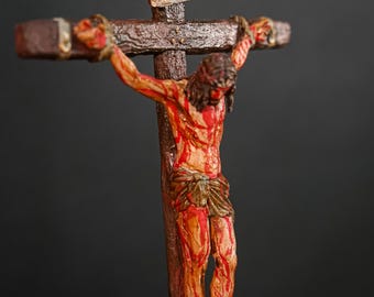 Cross of the Christ - Crucifix Cross Jesus - Wall Art - Wall Decor - Handmade Cross - Catholic Art - Religious Gift, 3d jesus sculpture art