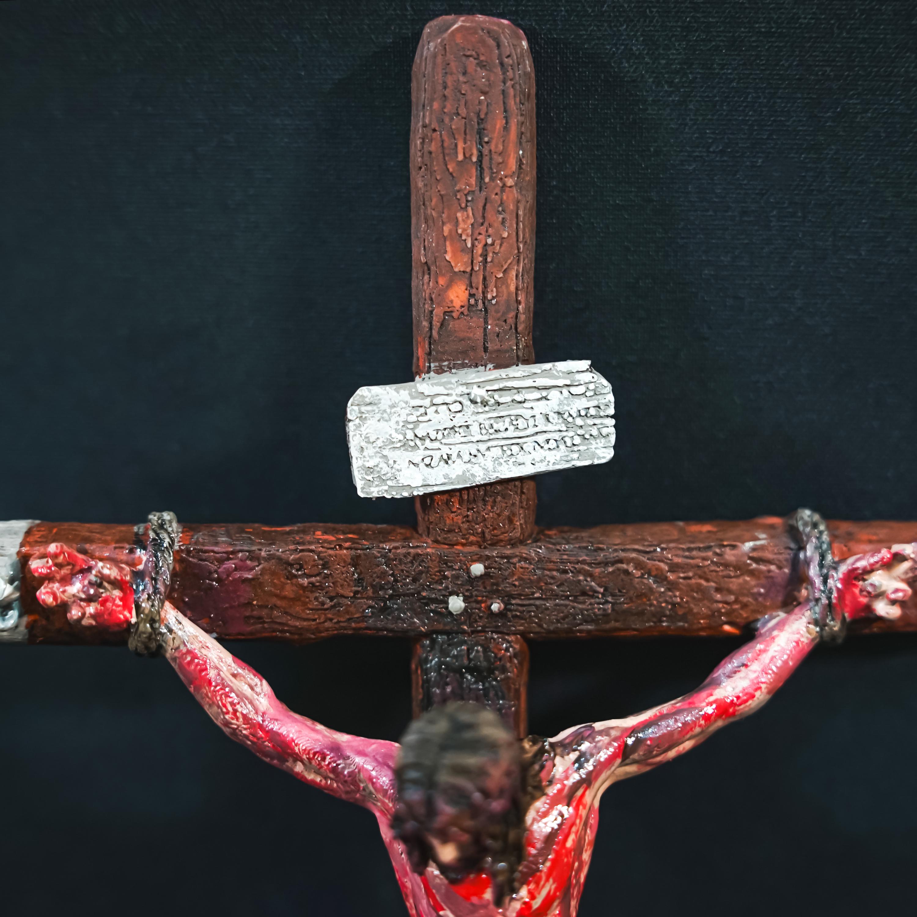 リアルな十字架イエス・キリストの彫刻、受難の十字架、壁/テーブル