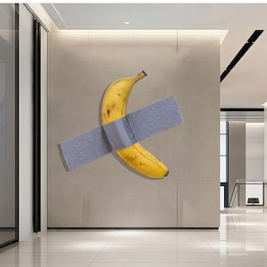 Figura de plátano con cinta adhesiva ultra realista, figura de plátano con cinta adhesiva pintada a mano, escultura de bellas artes, decoración de pared con figura de plátano, escultura artística divertida de plátano