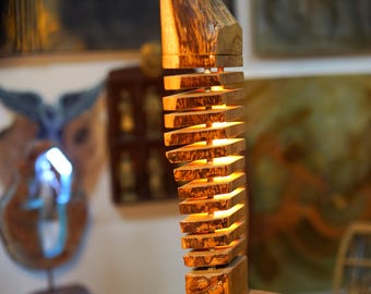 Lámpara de madera, lámpara decorativa de madera de pino hecha a mano, lámpara de escritorio, lámpara de mesa, lámpara de noche, lámpara de mesa de madera de regalo