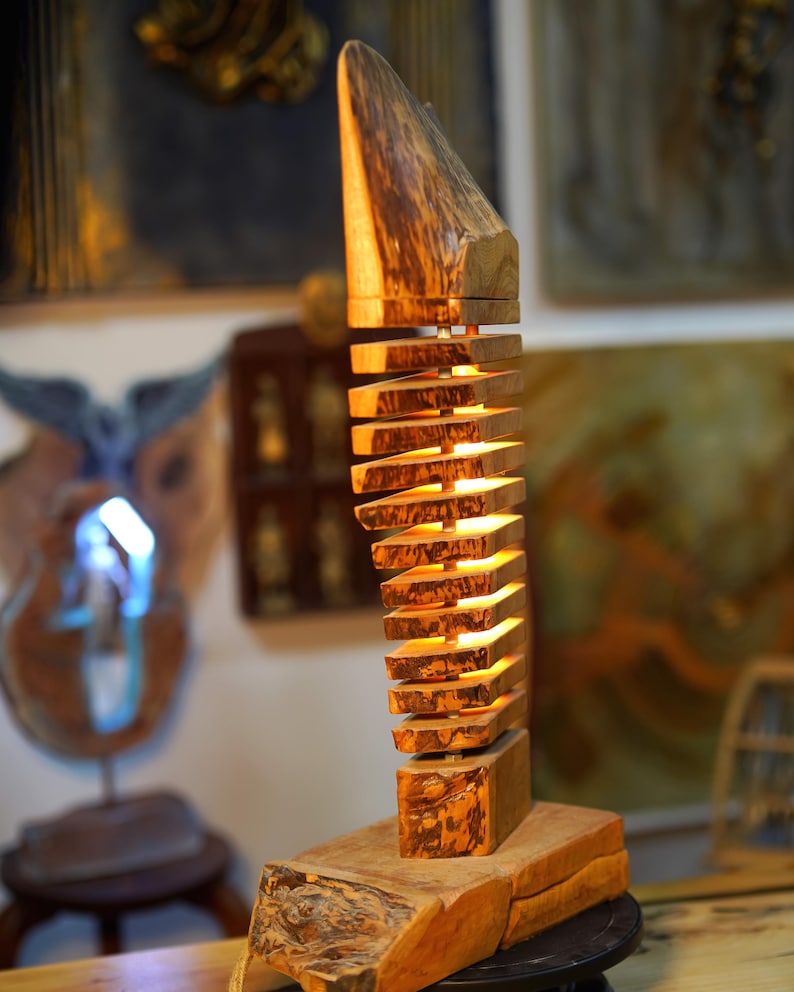 Timber Lamp Wood Lamp, Handmade Pine Wood Decor Lamp, Desk Lamp, Table Lamp ...