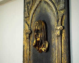 Impresión de figura femenina, arte mural abstracto moderno negro vintage, pintura al óleo, arte mural de mediados de siglo, impresión de retrato de mujer moderna