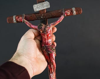 Passion Crucifix Cross Jesus Christ Handmade Crucifix, Catholic art, Wood crucifix, Religious Gifts