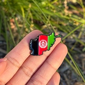 Emaljnål med karta över Afghanistan | Nål med afghansk flagga | Kavajnål med afghanskt slag | Gåva med afghanskt kulturarv | Nål med mjuk emalj