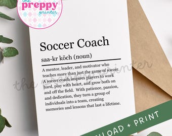 Thank you Coach | Thank you Card | Soccer Coach | Digital Thank You card | Soccer gift | Printable Soccer card | Soccer | Futbol