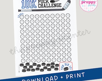 10000 Puck Challenge | Hockey Practice Tracker | Hockey Training | Hockey Shot | Practice Sheet Chart | Training Log | Hockey Training Aid