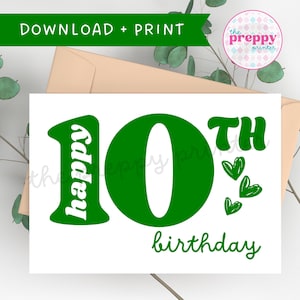 10e anniversaire | carte d'anniversaire | Anniversaire marquant | Carte d'anniversaire imprimable | 10e anniversaire | Chiffres doubles | Jolie carte d'anniversaire | Anniversaire d'amour