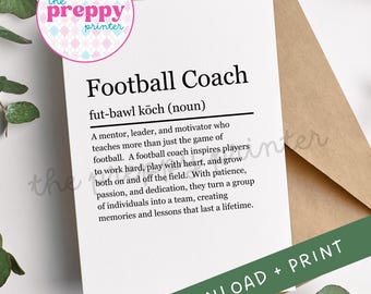 Thank you Coach | Thank you Card | Football Coach | Digital Thank You card | Football gift | Printable Football card | Football | Thanks