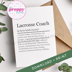 Gracias entrenador / Tarjeta de agradecimiento / Entrenador de lacrosse / Tarjeta de agradecimiento digital / Regalo de lacrosse / Tarjeta de lacrosse imprimible / LAX / Gracias
