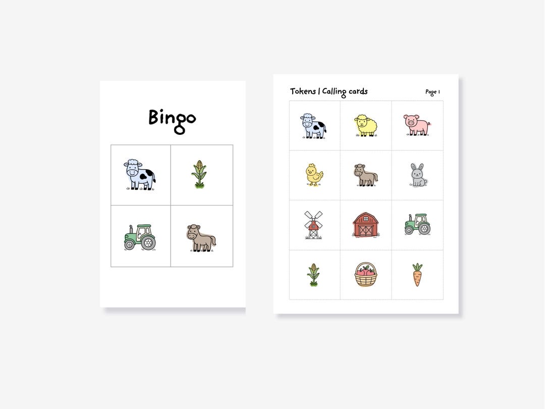 Farm Animals Bingo Cards | Birthday Party Game (instant Download) - Etsy