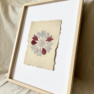Acquerello geometrico islamico – Rosetta ispirata all'Alhambra su carta fatta a mano, opera d'arte originale, 22,3 x 16,5 cm