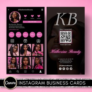 Instagram-Visitenkarte, bearbeitbare Kosmetikvorlagen, Ig-Visitenkarte, Hautpflege-Vorlage, Social Media-Vorlage, Qr-Code-Visitenkarte