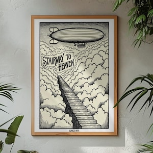 Retro Stairway to Heaven, Rock Band Druck, Musik-Liebhaber Geschenk, digitaler Download Poster, herunterladbarer Druck
