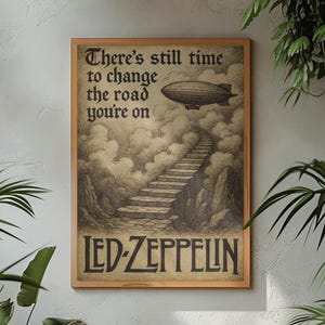 Escalera al Cielo retro, inspirada en Led Zeppelin, impresión de banda de rock, regalo para amantes de la música, póster de descarga digital, impresión descargable