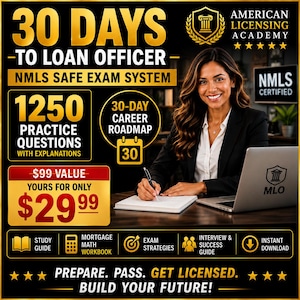 Sistema de estudio para el examen NMLS SAFE / Paquete de 5 guías de estudio / 1000 preguntas de práctica / Preparación digital para el examen