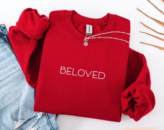 Älskade tröja, Gildan Faith-tröja, andlig tröja-gåva, motiverande tröja, minimalistisk unisex-tröja, andlig nischgåva