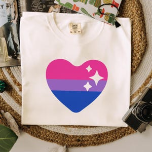 Bisexual Pride Heart Shirt, Comfort Colors® Bisexual Flag Heart T-Shirt, Bi Pride Tee, Coming Out Shirt, Bisexual Gift, Inclusive Unisex Tee