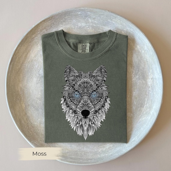 Spirit Wolf T-shirt Comfort Colors Unisex Gift, Intricate Mandala