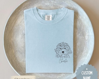 Aangepast labradoodle-shirt met gepersonaliseerde hondennaam, comfortabele kleuren, gepersonaliseerd cadeau hondenraseigenaar Memorial Rainbow Bridge Tribute