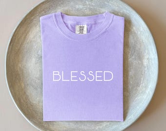 Blessed Shirt, Comfort Colors Unisex Inspirational Shirt, Motivational Tee, Positive Message Shirt, Minimalist Shirt, Gift for Coworker