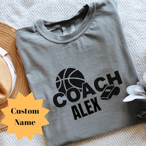 Coach Basketball Whistle T-Shirt Comfort Colors End of Season Gift, Appreciation Shirt for Coach from Players, Customizable Team Gift Unisex