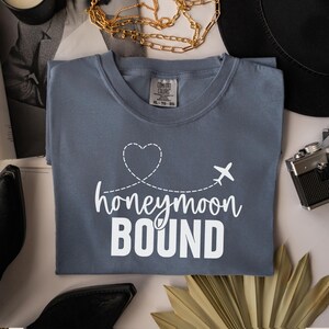 Honeymoon Bound T-Shirt, Bride Honeymoon Tee, Just Married Shirt, Comfort Colors® Wedding Gift, Newlywed Shirt, Wife Tee, Bride Gift, Wifey