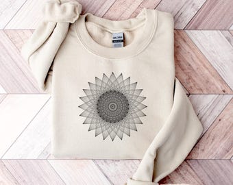 Mandala Star Sweatshirt Gildan Star Chakra Energy, Buddha Sweater, Yoga Shirt, Unisex Astrology Gift, Sacred Geometry, Yoga Lover Gift
