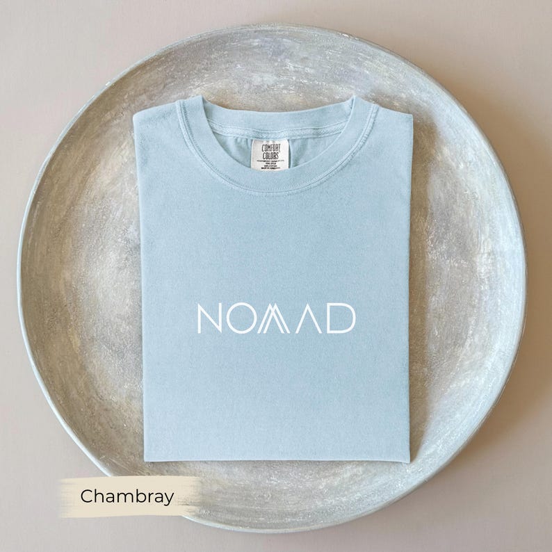 Nomadskjorta, bekväma färger minimalistisk livsstilskjorta, estetisk unisex-t-shirt, inspirerande nomadgåva, trendig nomadskjorta för män och kvinnor bild 3