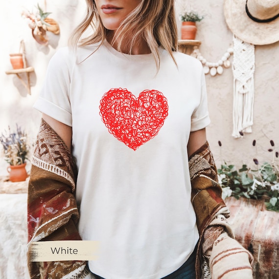 Scribble Heart Shirt Comfort Colors® Unisex, Anniversary Romantic