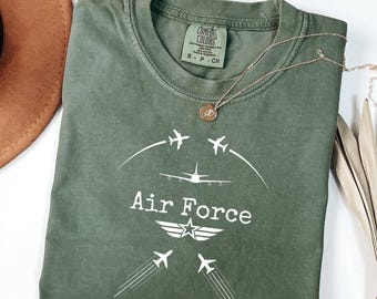 Flygvapnet patriotiska jetformations-T-shirt bekväma färger cool stridsflygplanströja för pappa fars dag-present flygvapnet pappa, flygvapnet klotter unisex