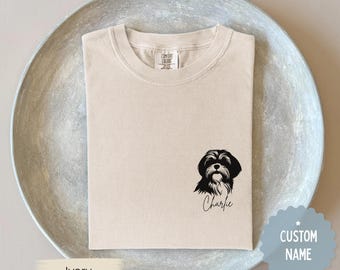 Camiseta personalizada de Shih Tzu con nombre personalizado, colores cómodos, regalo personalizado para dueño de Shih Tzu, homenaje al Puente del Arcoíris.