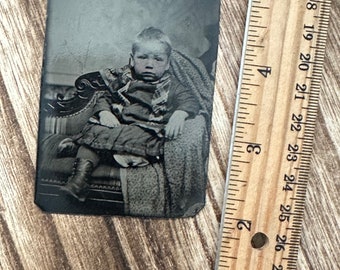 Antique Child Metal Tintype Photograph
