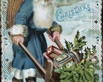 Rare Antique Santa Postcard A Merry Christmas Vintage Postcard Germany