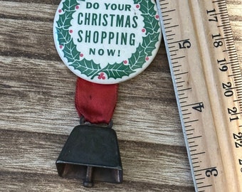 Vintage Santa Pin Button Christmas Advertising
