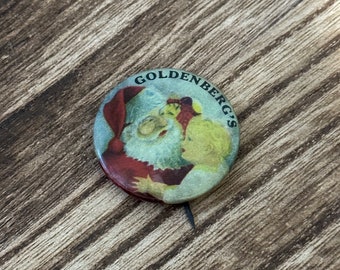 Vintage Santa Pin Button Christmas Advertising Goldenberg’s