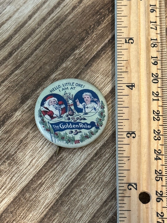 Rare Vintage Santa Pin Button Christmas Advertisi… - image 4