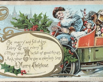 Rare Antique Santa Postcard A Merry Christmas Vintage Postcard Germany Boston