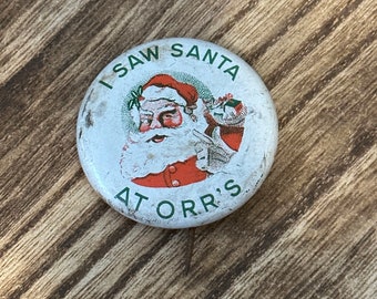 Vintage Santa Pin Button Christmas Advertising