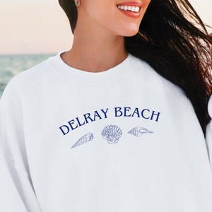 Delray Beach Florida Sweatshirt – Nautical Crewneck with Shells, Coastal Pullover, FL Beach Town Sweater, Preppy Shore Apparel, Delray Gift