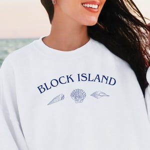 Block Island Sweatshirt Nautical Crewneck with Shells, Rhode Island Coastal Pullover, Beach Town Sweater, New England, Block Island Apparel