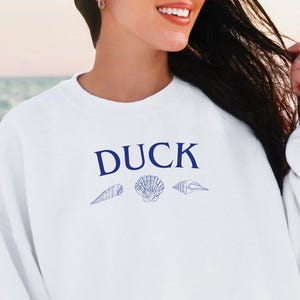 Duck NC Sweatshirt Nautical Crewneck with Shells, Outer Banks Pullover, Coastal Beach Town Sweater, OBX Gift Duck North Carolina Shirt Women