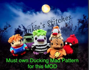 Patrón de ganchillo de patos de terror para Halloween: Mod de 6 personajes para Ducking Mad (Descarga digital)