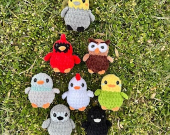 Modèle d'oiseau au crochet : porte-clés sans couture 8 en 1 adapté aux débutants (modèle numérique), collection Spring Market