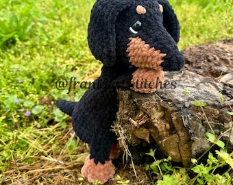 Patrón de peluche de crochet para perro salchicha: Baby Frankie Doxie (patrón digital), recuerdo para amantes de los perros