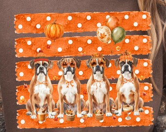 Boxer Fall PNG, Autumn Boxer Dog Sublimation, Pumpkin Dog PNG, Boxer Mom Fall Design (Digital Download)