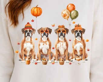 Herbst Boxer Hund PNG Bundle, Herbst Boxer Hund PNG, Kürbis Boxer Sublimation, Herbst Hundeliebhaber Shirt Design, Thanksgiving Boxer PNG (Digital)