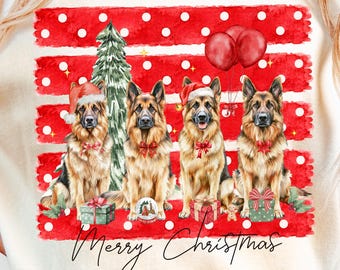German Shepherd Christmas PNG, Merry Christmas Dog Sublimation, German Shepherd Xmas Design (Digital)