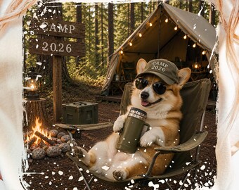 Corgis Camp 2026 PNG, Camping Hund PNG, Lustiges Camper-Shirt Design, Glamping Sublimation (Digital)