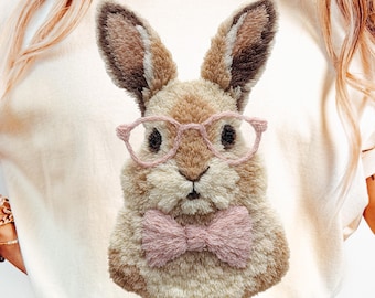 Easter Yarn Bunny Png, Faux Coquette Bow Spring Sublimation Design, Trending Digital Download (Digital)