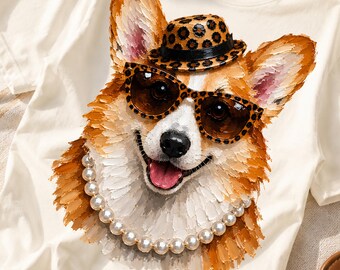 Glam Corgis Png, Leopard Design, Pembroke Welsh Corgis Sublimation, Trendy Hundeliebhaber Geschenk (Digital)